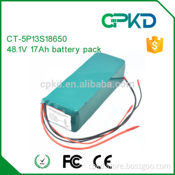 5P13S 18650 battery pack,lithium ion 17Ah 48.1V battery